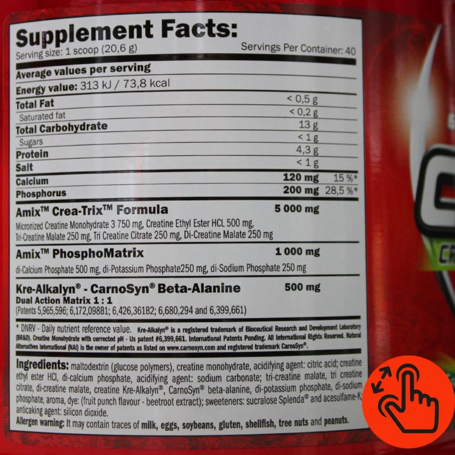 amix-creatrix-supplement-facts