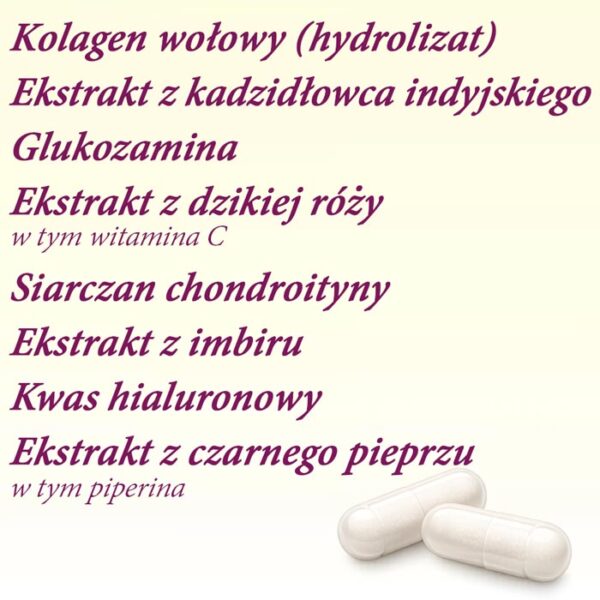 Kolagen wołowy w kapsułkach + Kwas Hialuronowy + Glukozamina 60 kaps. Dasso Pharma - Zdjęcie 3