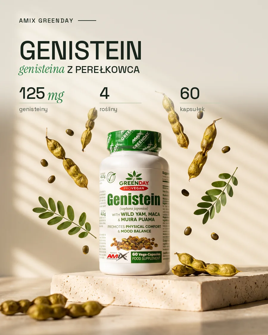 Amix GreenDay Genistein: 125 mg genisteiny, 4 rośliny, 60 kapsułek