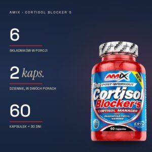 The Cortisol Blocker´s Amix: 6 składników, 2 kapsułki dziennie, 60 kapsułek = 30 dni