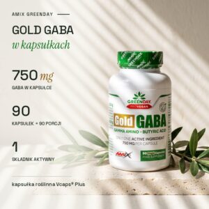 Gold GABA Amix GreenDay: 750 mg GABA w kapsułce, 90 kapsułek, jeden składnik aktywny