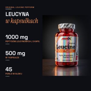 Original Leucine PepForm: 1000 mg peptydów leucynowych w 2 kapsułkach, 500 mg w kapsułce, 45 porcji