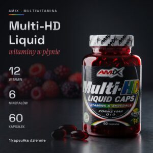 Amix Multi-HD Liquid: 12 witamin, 6 minerałów, 60 kapsułek, 1 kapsułka dziennie