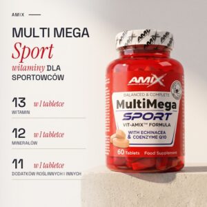 Amix Multi Mega Sport: witaminy dla sportowców, 13 witamin, 12 minerałów i 11 dodatków w 1 tabletce