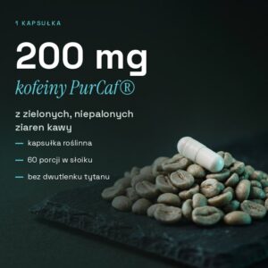 1 kapsułka Natural Caffeine to 200 mg kofeiny PurCaf z zielonych ziaren kawy