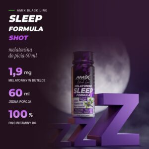 Melatonine Sleep Formula Shot 60 ml: 1,9 mg melatoniny, 60 ml, witamina B6 100% RWS