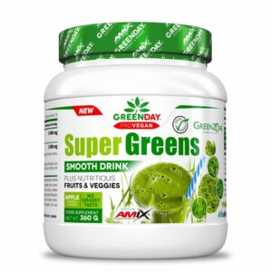 Super Greens 360 g Amix GreenDay, puszka z zieloną nakrętką, smak jabłkowy